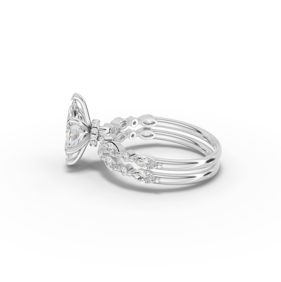 1.61 Ct Marquise With Side Diamond Band Ring