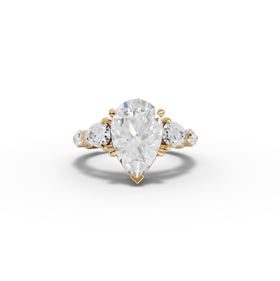 3.82 Ct Pear Three-Stone Lab Grown Diamond With Side Stone Ring