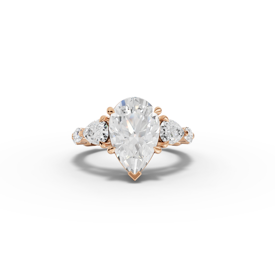3.82 Ct Pear Three-Stone Lab Grown Diamond With Side Stone Ring
