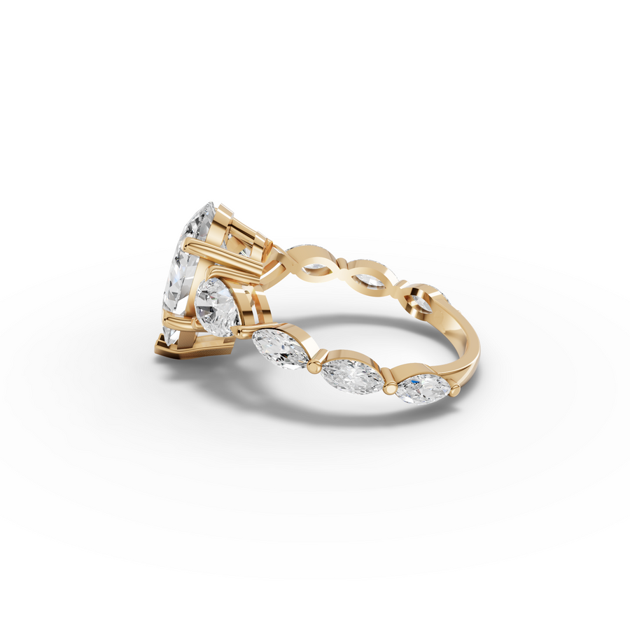 3.82 Ct Pear Three-Stone Lab Grown Diamond With Side Stone Ring