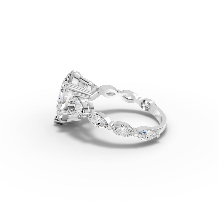 3.82 Ct Pear Three-Stone Lab Grown Diamond With Side Stone Ring
