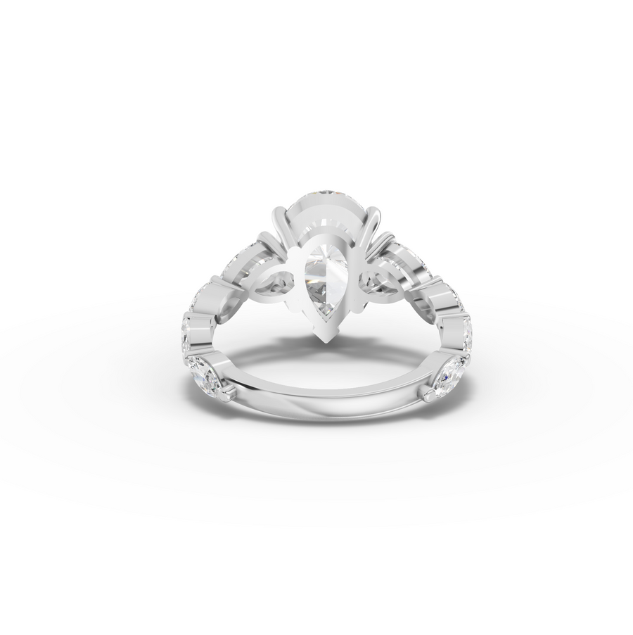 3.82 Ct Pear Three-Stone Lab Grown Diamond With Side Stone Ring
