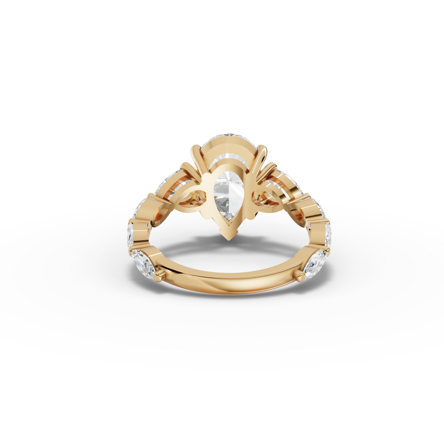 3.82 Ct Pear Three-Stone Lab Grown Diamond With Side Stone Ring