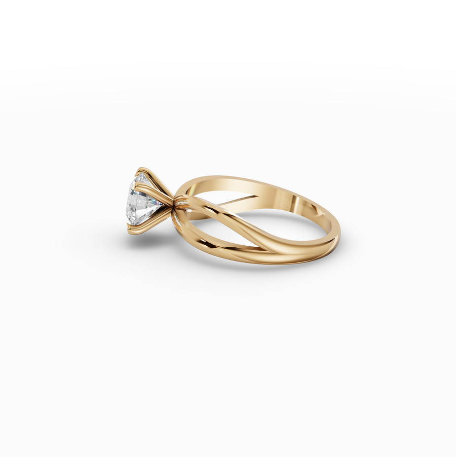1 Ct Round Twist Shank Lab Grown Diamond Ring