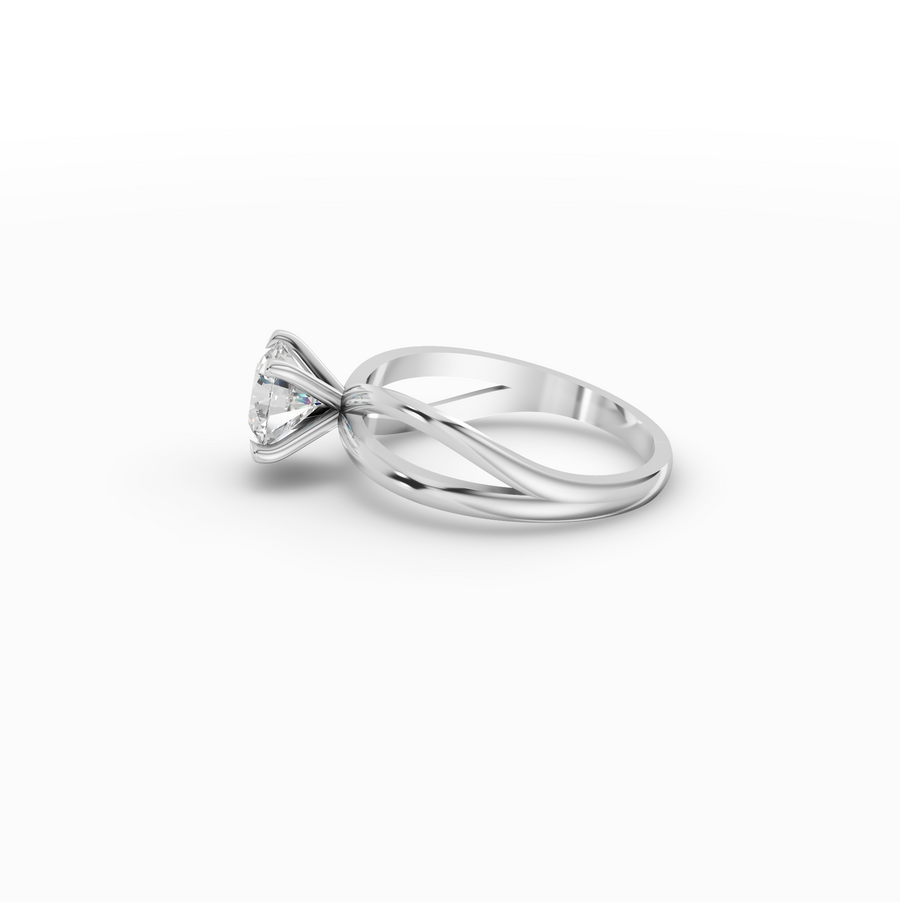 1 Ct Round Twist Shank Lab Grown Diamond Ring