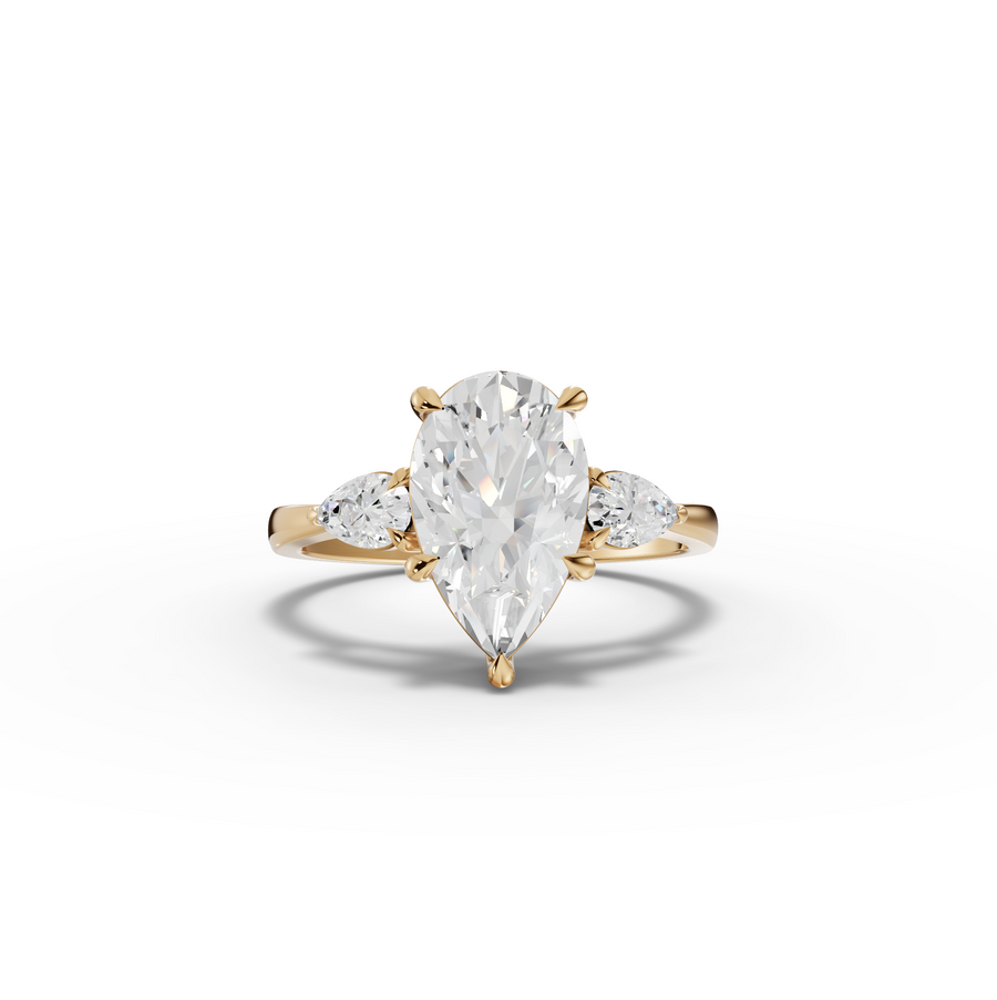 2.33 Ct Pear Three-Stone Lab Diamond Engagement Ring