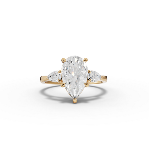 2.33 Ct Pear Three-Stone Lab Diamond Engagement Ring