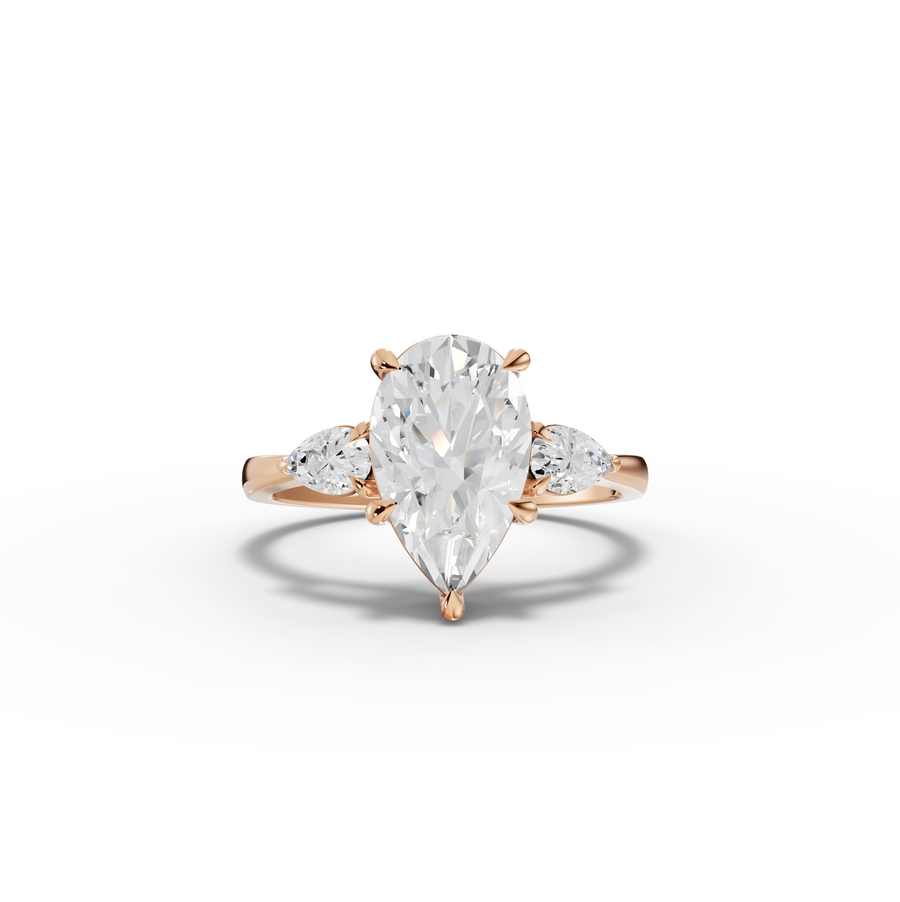 2.33 Ct Pear Three-Stone Lab Diamond Engagement Ring