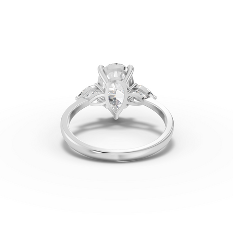 2.33 Ct Pear Three-Stone Lab Diamond Engagement Ring