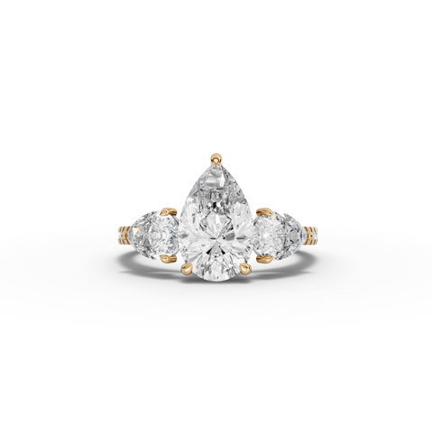 3.18 Ct Pear Three-Stone Pavé Lab Grown Diamond Ring