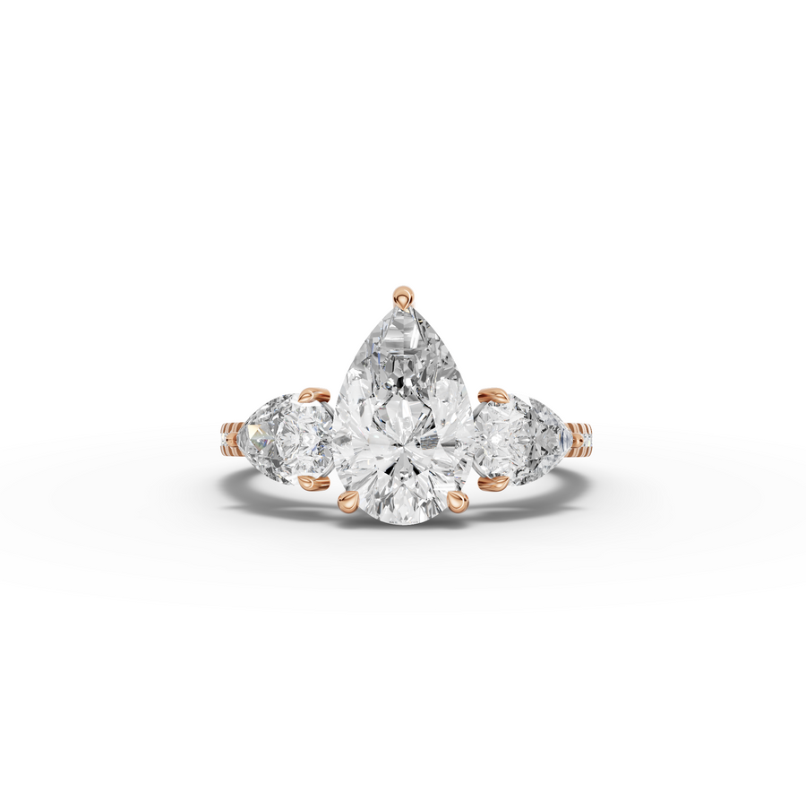 3.18 Ct Pear Three-Stone Pavé Lab Grown Diamond Ring