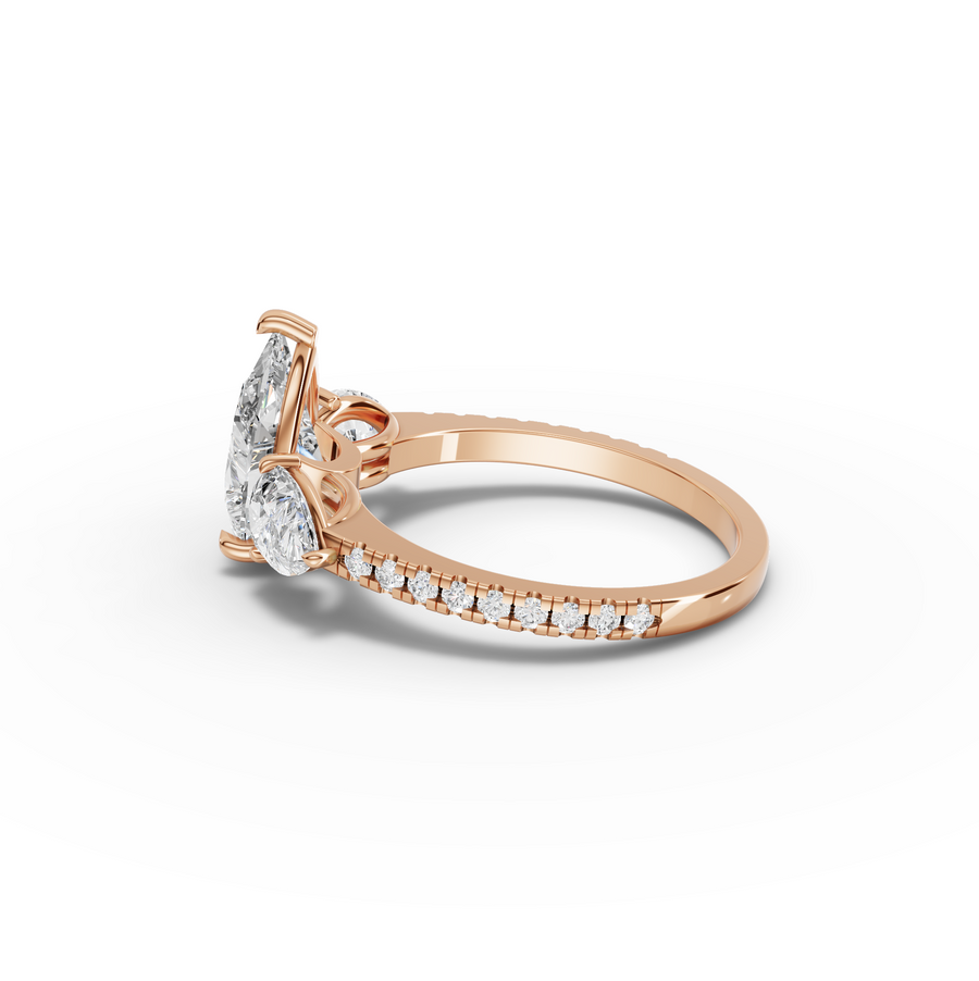 3.18 Ct Pear Three-Stone Pavé Lab Grown Diamond Ring