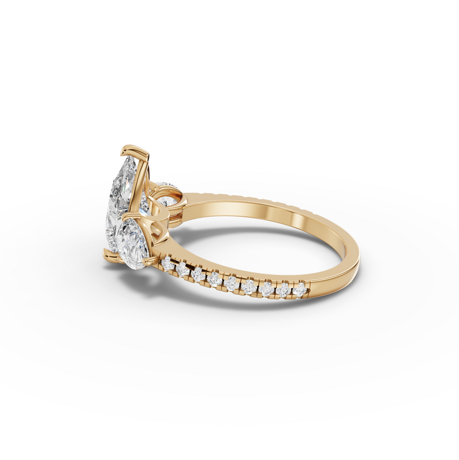 3.18 Ct Pear Three-Stone Pavé Lab Grown Diamond Ring