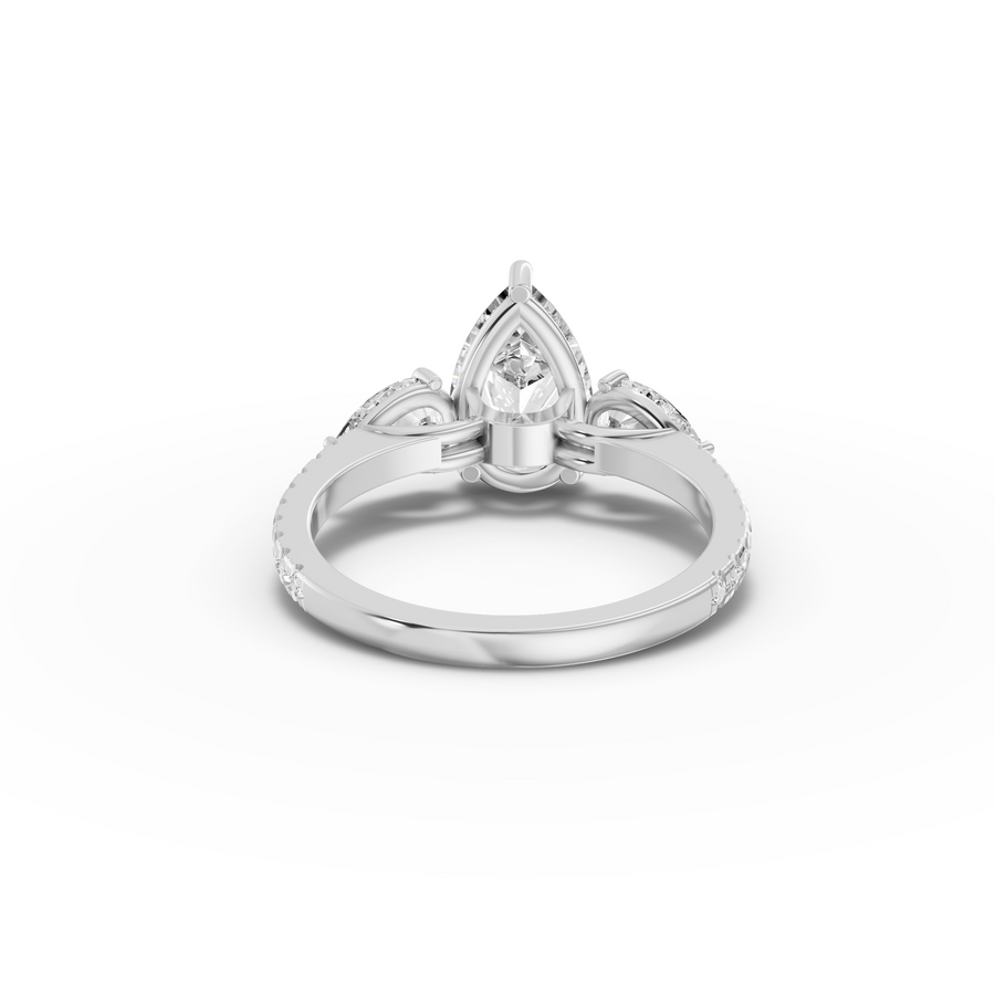 3.18 Ct Pear Three-Stone Pavé Lab Grown Diamond Ring