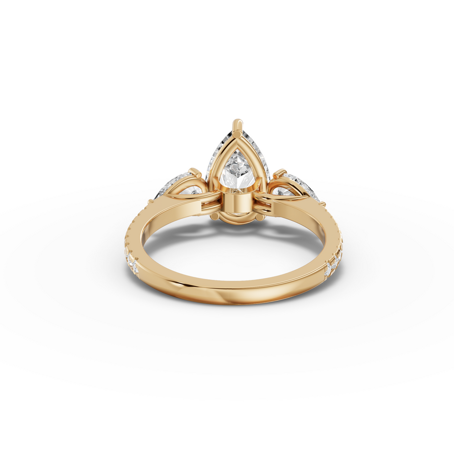 3.18 Ct Pear Three-Stone Pavé Lab Grown Diamond Ring