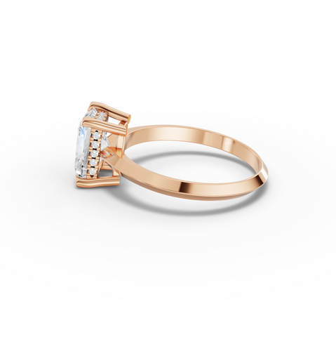 2.06 Ct Radiant Solitaire Hidden Halo Lab Diamond Ring