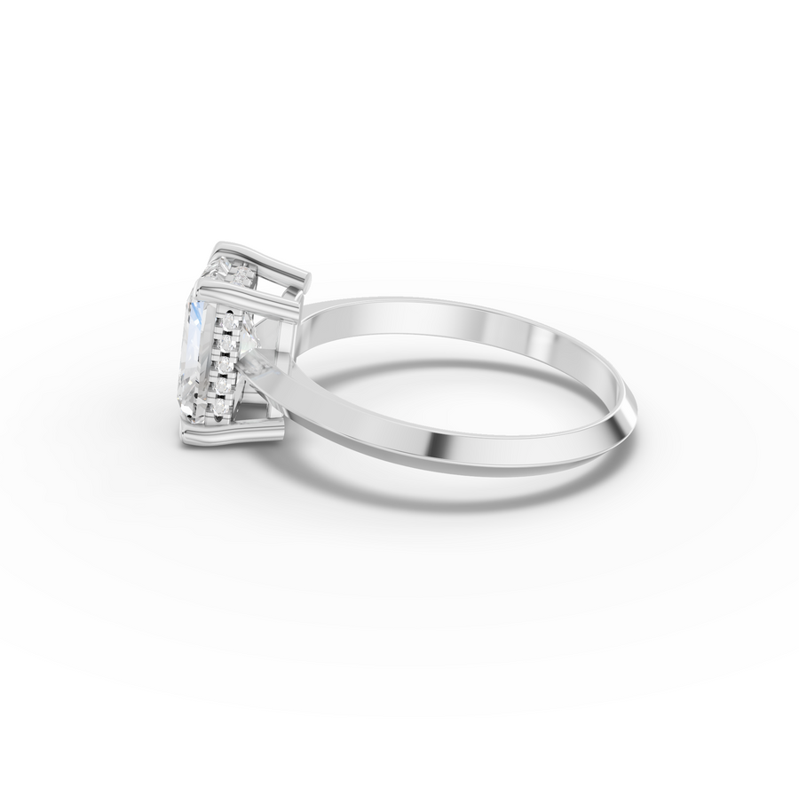 2.06 Ct Radiant Solitaire Hidden Halo Lab Diamond Ring