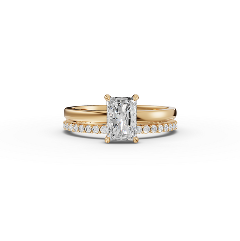 1.36 Ct Radiant Solitaire Pavé Lab Grown Diamond Bridal Set