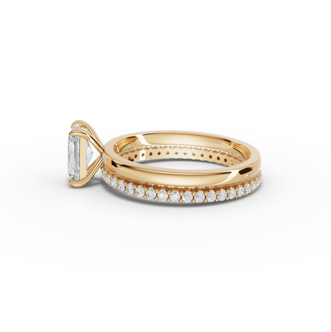 1.36 Ct Radiant Solitaire Pavé Lab Grown Diamond Bridal Set