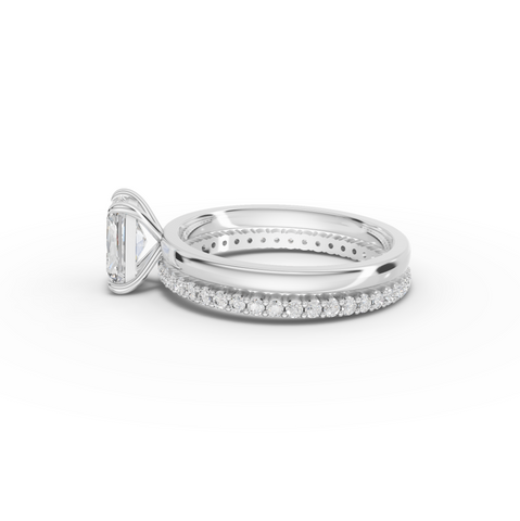 1.36 Ct Radiant Solitaire Pavé Lab Grown Diamond Bridal Set