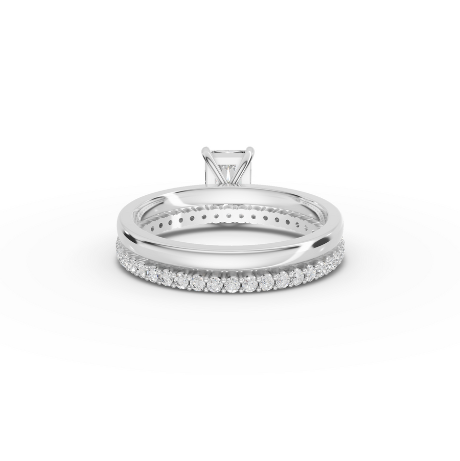 1.36 Ct Radiant Solitaire Pavé Lab Grown Diamond Bridal Set