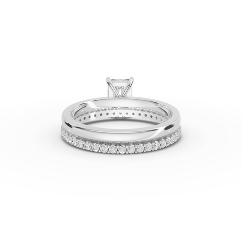 1.36 Ct Radiant Solitaire Pavé Lab Grown Diamond Bridal Set