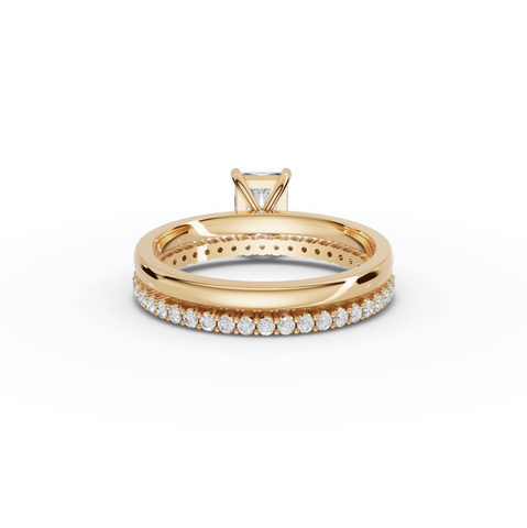 1.36 Ct Radiant Solitaire Pavé Lab Grown Diamond Bridal Set