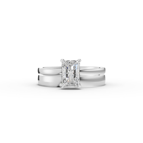 1.00 Ct Radiant Solitaire Lab Diamond Bridal Ring Set