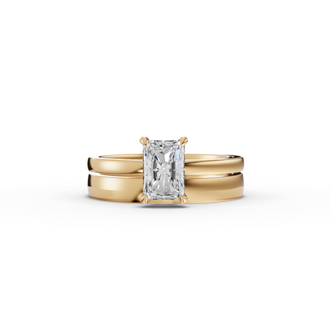 1.00 Ct Radiant Solitaire Lab Diamond Bridal Ring Set