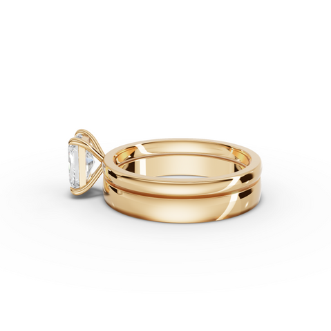 1.00 Ct Radiant Solitaire Lab Diamond Bridal Ring Set