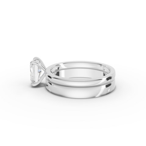 1.00 Ct Radiant Solitaire Lab Diamond Bridal Ring Set