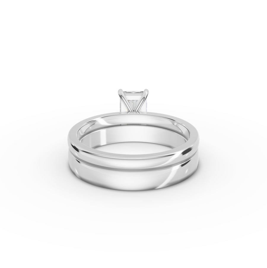 1.00 Ct Radiant Solitaire Lab Diamond Bridal Ring Set