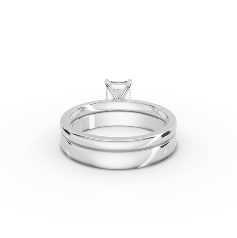 1.00 Ct Radiant Solitaire Lab Diamond Bridal Ring Set