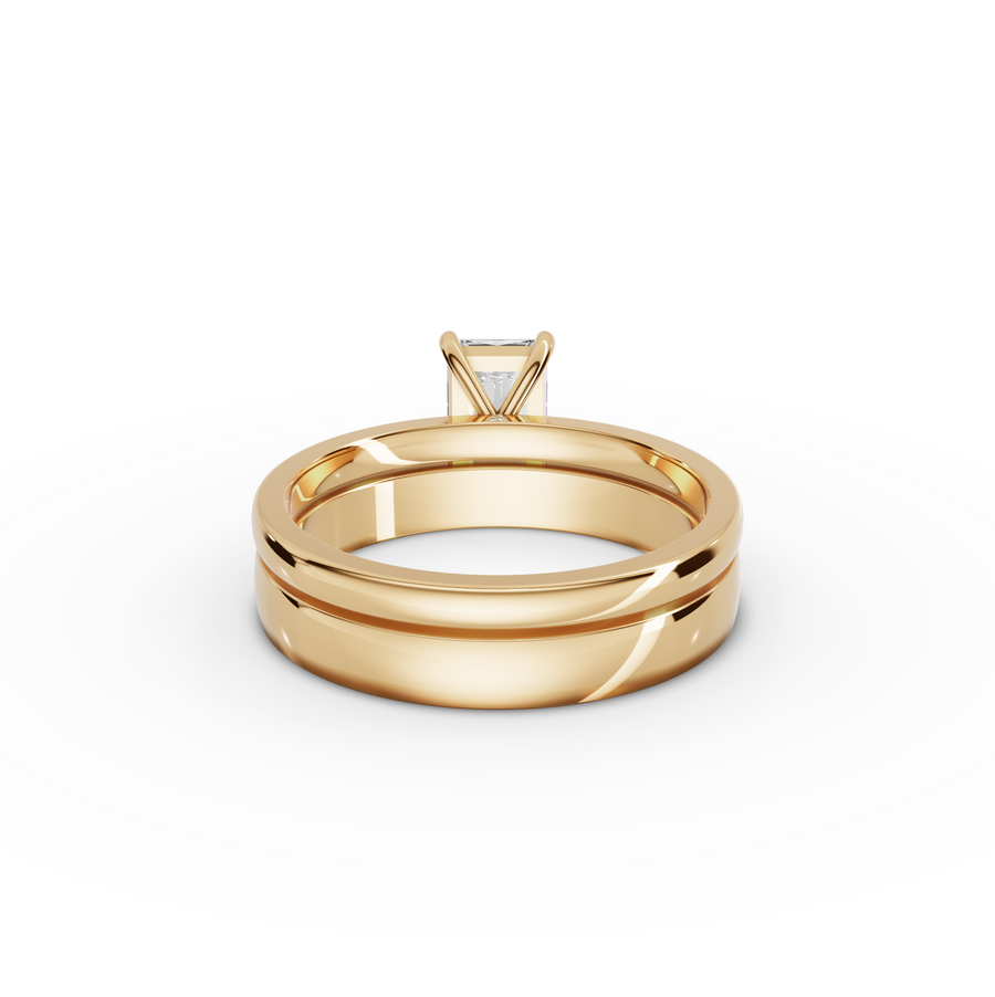 1.00 Ct Radiant Solitaire Lab Diamond Bridal Ring Set