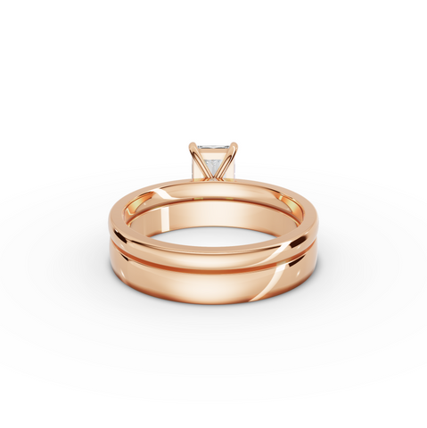 1.00 Ct Radiant Solitaire Lab Diamond Bridal Ring Set