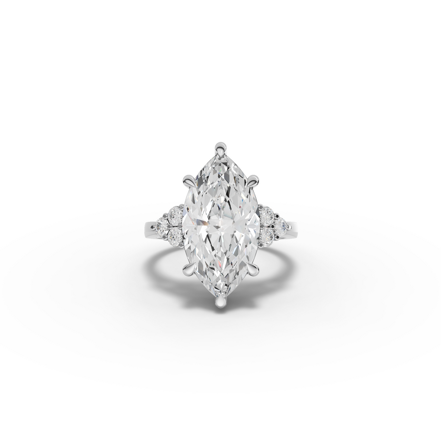 5.31 Ct Marquise Cluster Side Stone Lab Diamond Engagement Ring