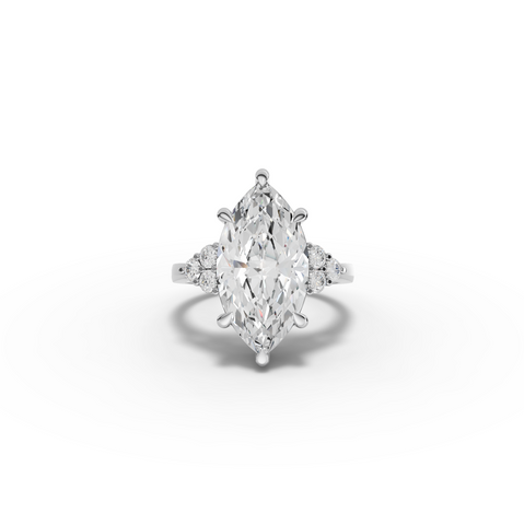 5.31 Ct Marquise Cluster Side Stone Lab Diamond Engagement Ring