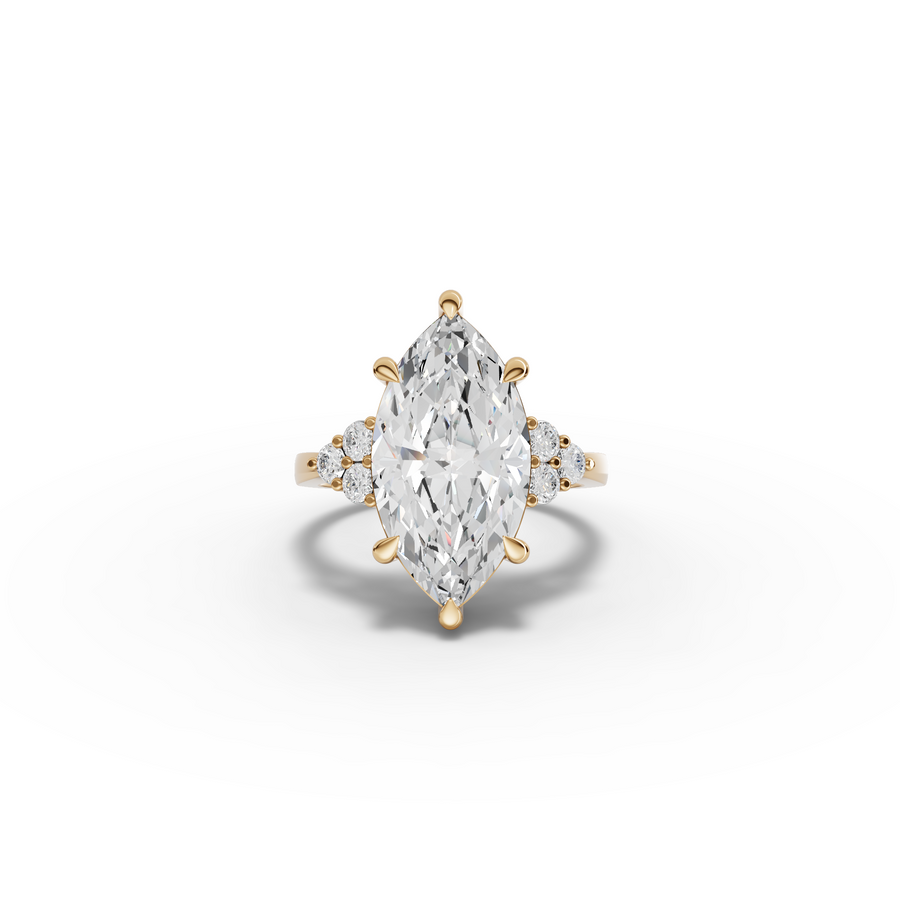 5.31 Ct Marquise Cluster Side Stone Lab Diamond Engagement Ring