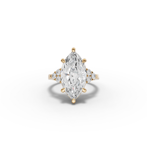 5.31 Ct Marquise Cluster Side Stone Lab Diamond Engagement Ring