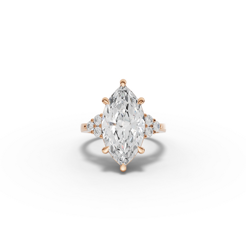 5.31 Ct Marquise Cluster Side Stone Lab Diamond Engagement Ring