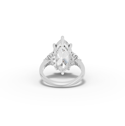 5.31 Ct Marquise Cluster Side Stone Lab Diamond Engagement Ring