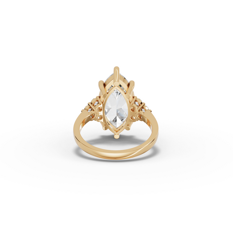 5.31 Ct Marquise Cluster Side Stone Lab Diamond Engagement Ring