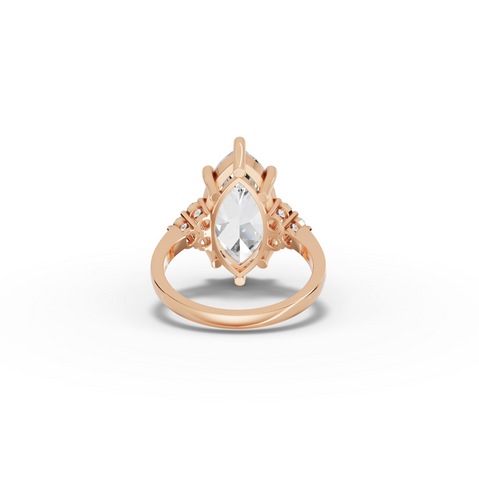 5.31 Ct Marquise Cluster Side Stone Lab Diamond Engagement Ring