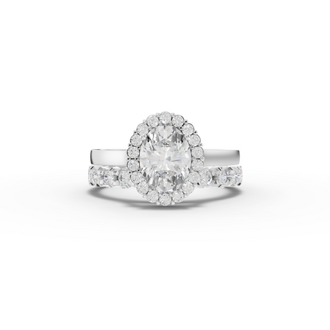 1.70 Ct Oval Halo Lab Grown Diamond Bridal Ring Set