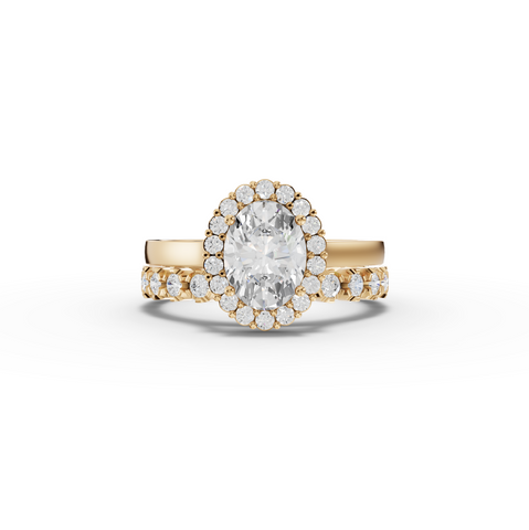 1.70 Ct Oval Halo Lab Grown Diamond Bridal Ring Set