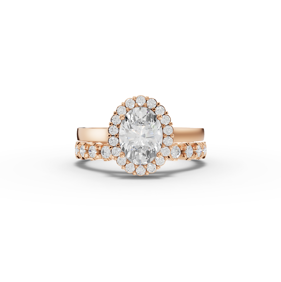 1.70 Ct Oval Halo Lab Grown Diamond Bridal Ring Set