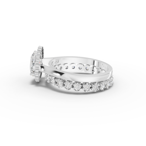 1.70 Ct Oval Halo Lab Grown Diamond Bridal Ring Set
