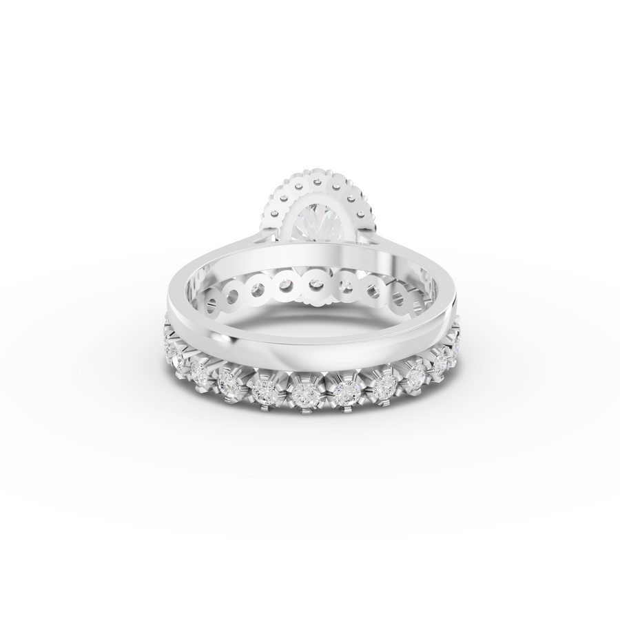 1.70 Ct Oval Halo Lab Grown Diamond Bridal Ring Set