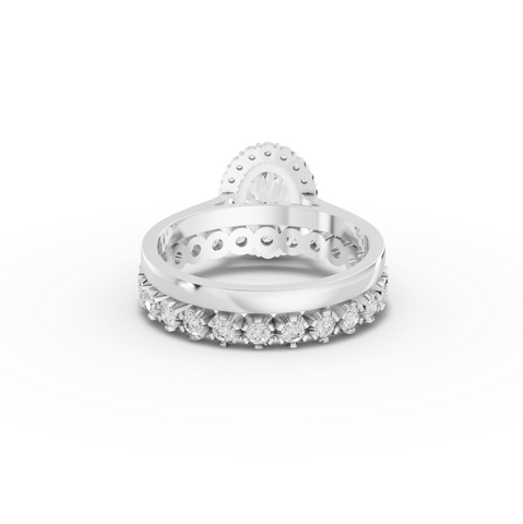 1.70 Ct Oval Halo Lab Grown Diamond Bridal Ring Set