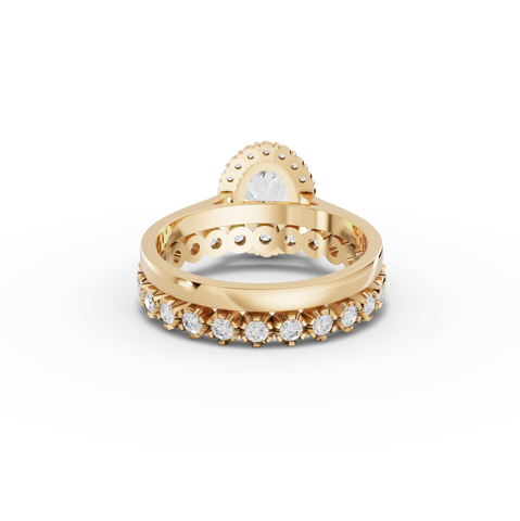 1.70 Ct Oval Halo Lab Grown Diamond Bridal Ring Set